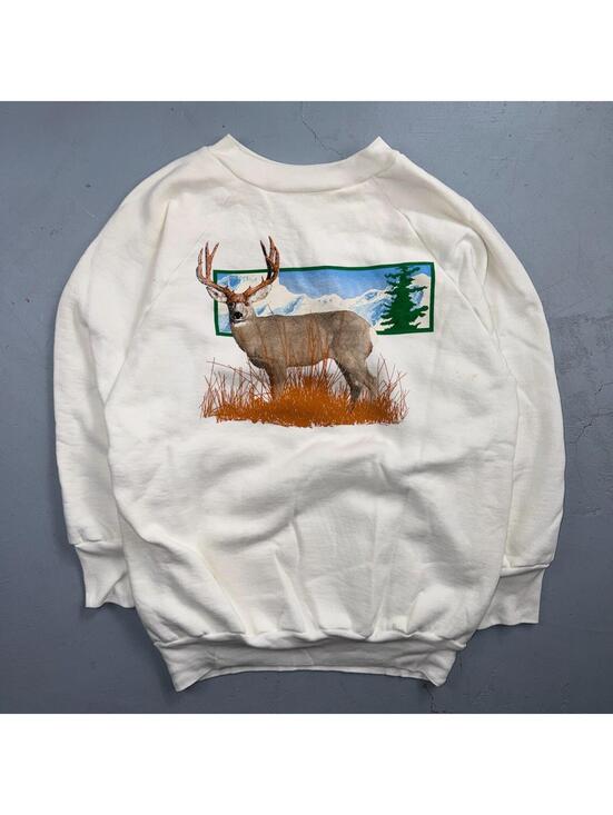 Other - Vintage Deer Elk Wildlife Sweatshirt Mens XL White 80s Crewneck Hunting Animal